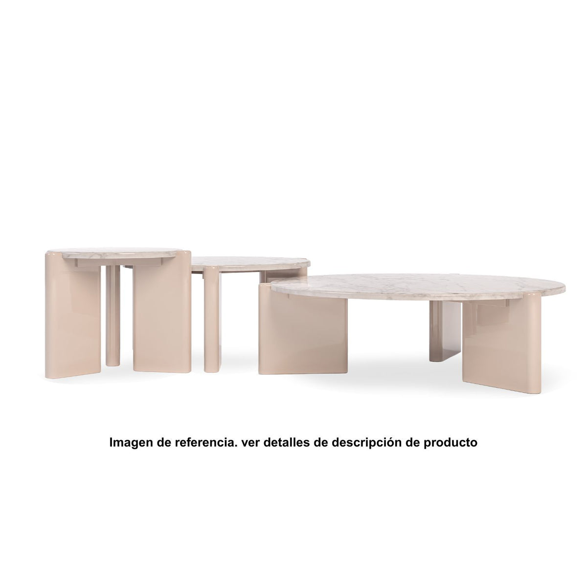 Mesa De Centro Oklam Redonda 40 Marmolado, Latte