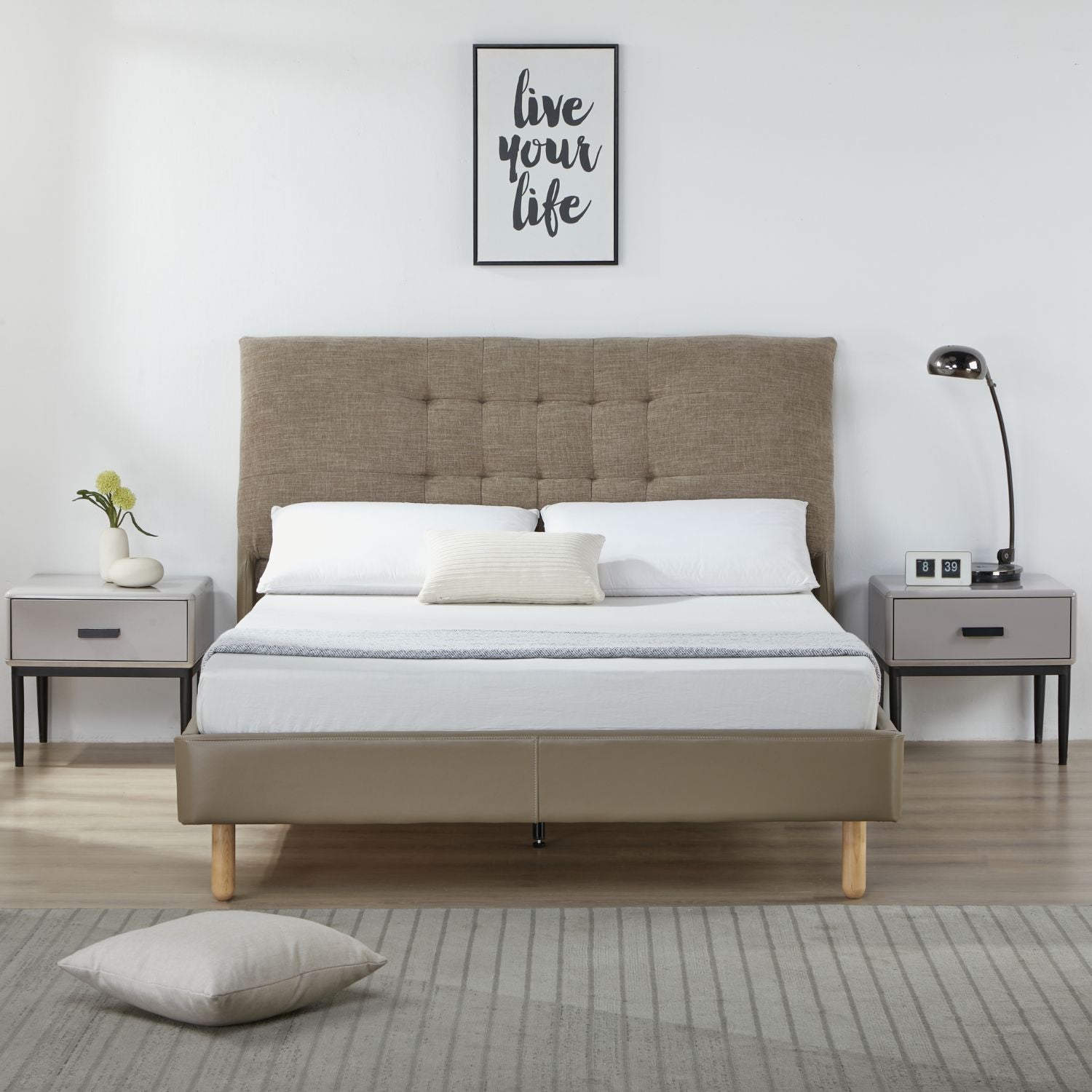 Cama Doble Loft Taupe