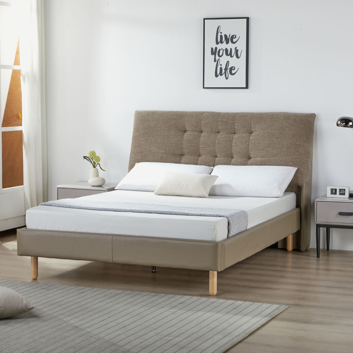 Cama Doble Loft Taupe