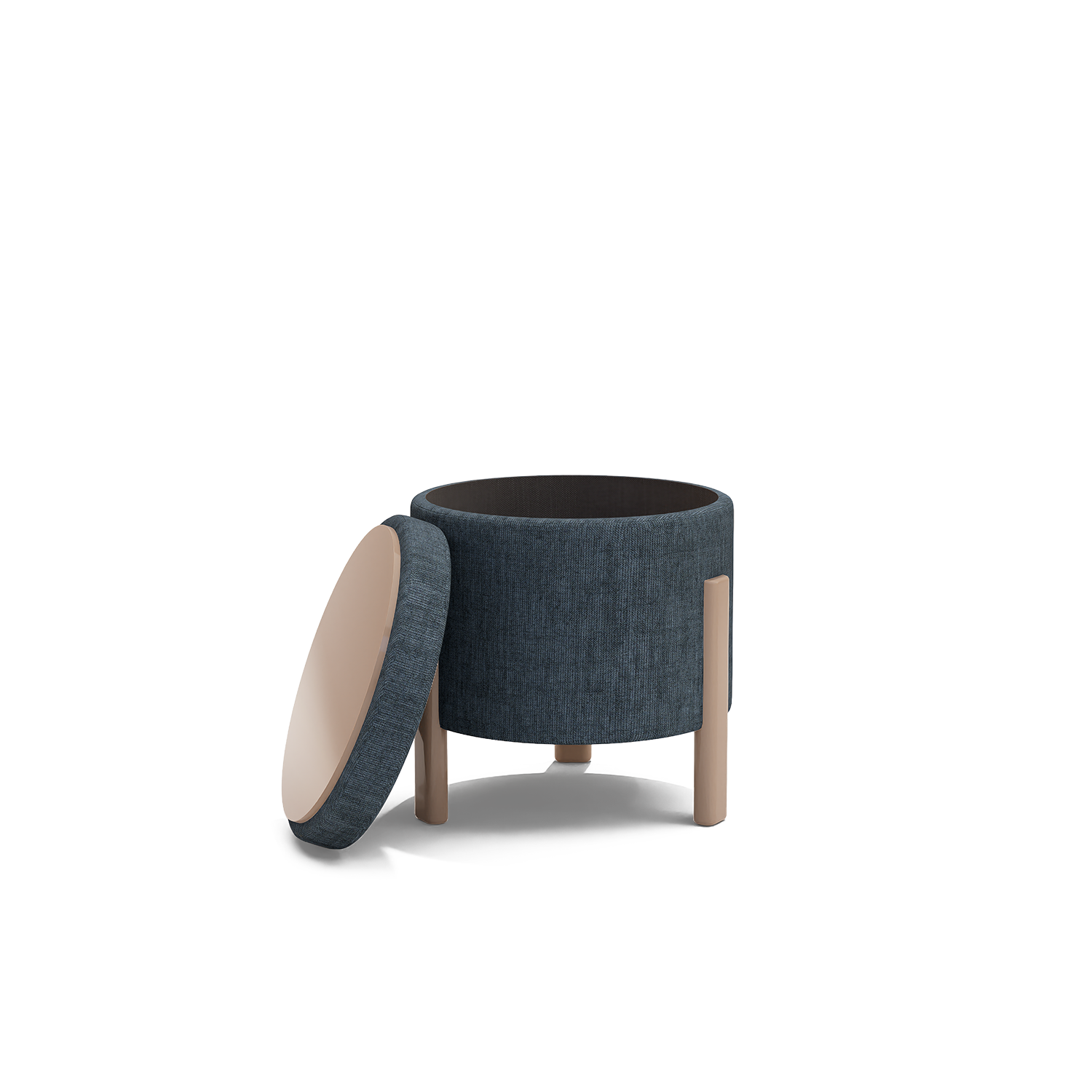 Puff Baúl Sienna 40 Microfibra Dossier Navy, Capuchino