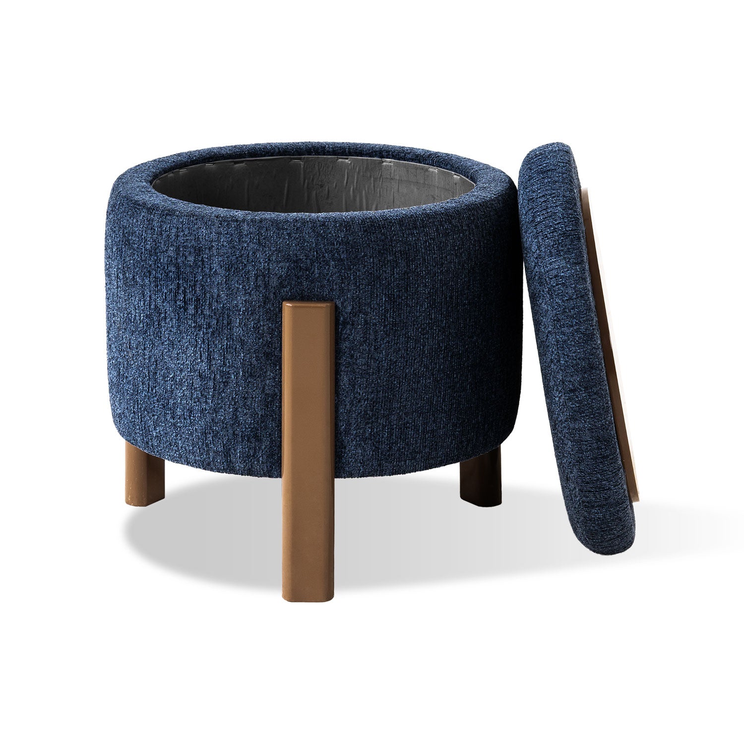 Puff Baúl Sienna 40 Microfibra Dossier Navy, Capuchino
