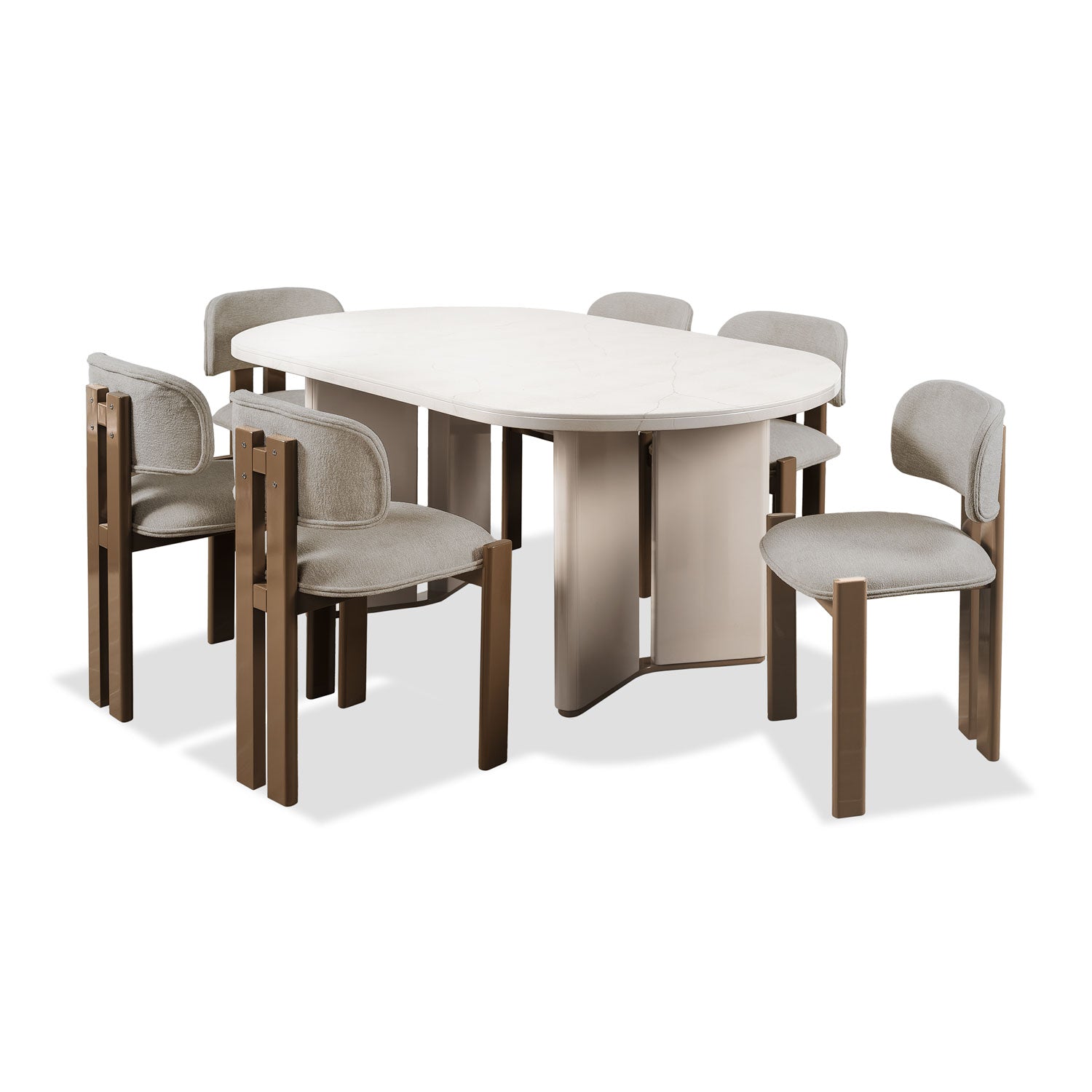 Comedor 6 Puestos Sienna Velvet Provenza Vainilla, Capuchino.