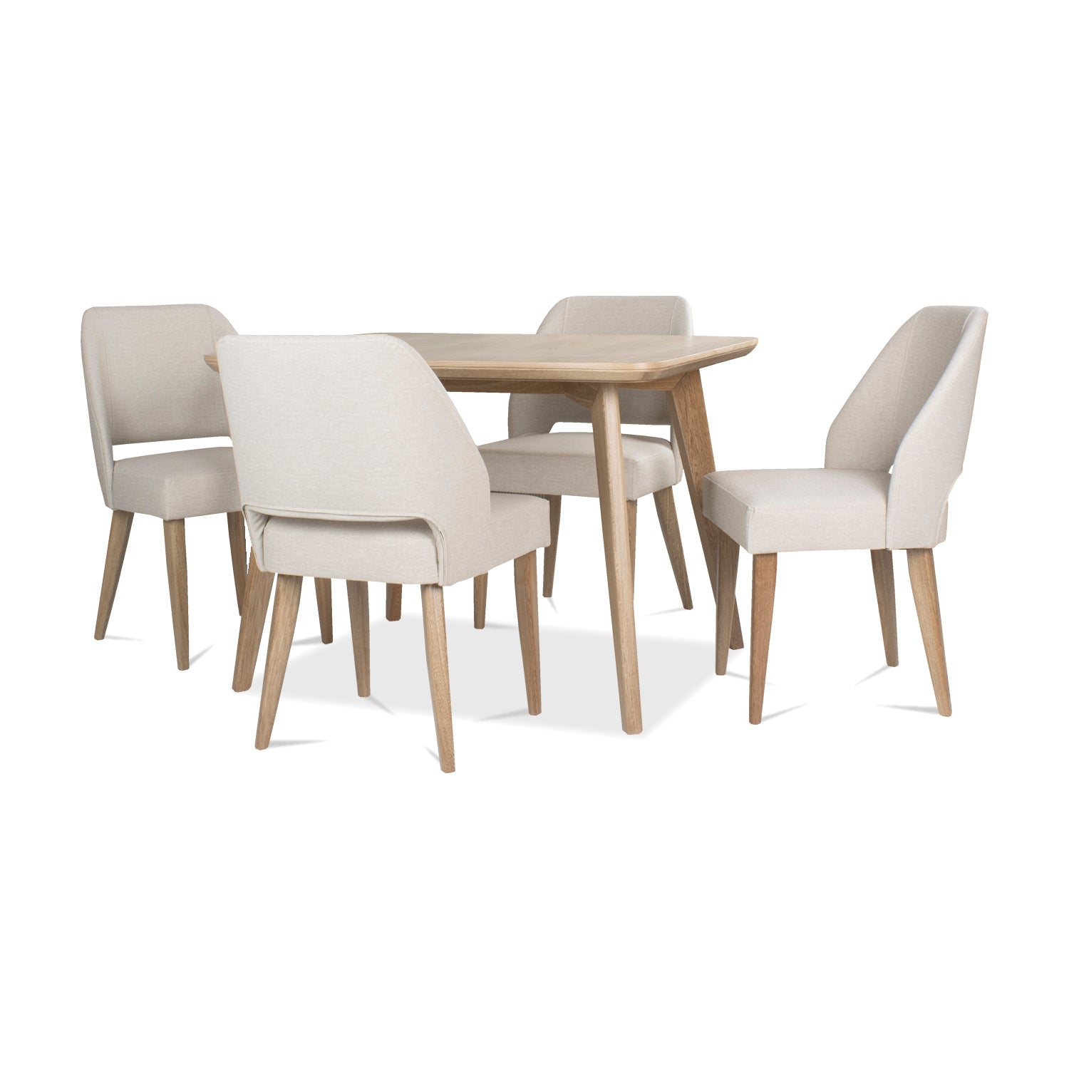 Comedor 4 Puestos Camille Eurocuero Marbella Marfil, Natural