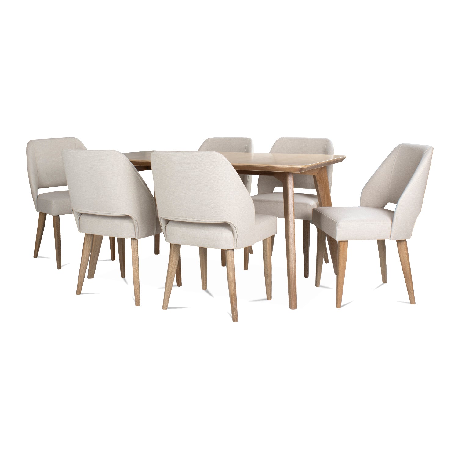 Comedor 6 Puestos Camille Eurolino Marbella Marfil, Natural