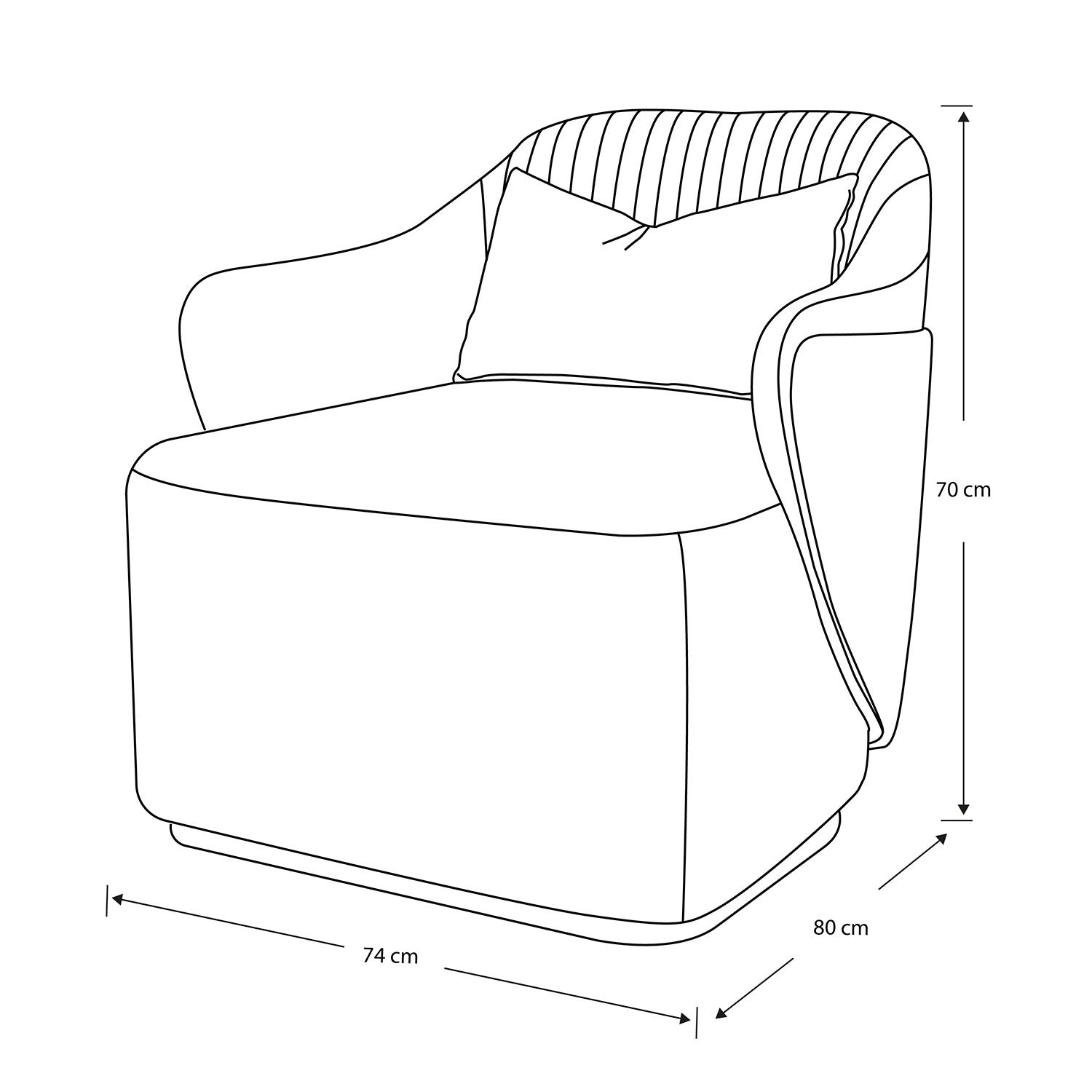 Poltrona Toscana Velvet Siena Marfil, Champaña