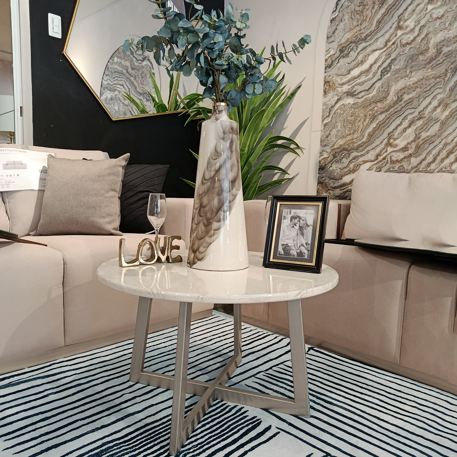 Mesa De Centro Jansen Gris, Marmolado