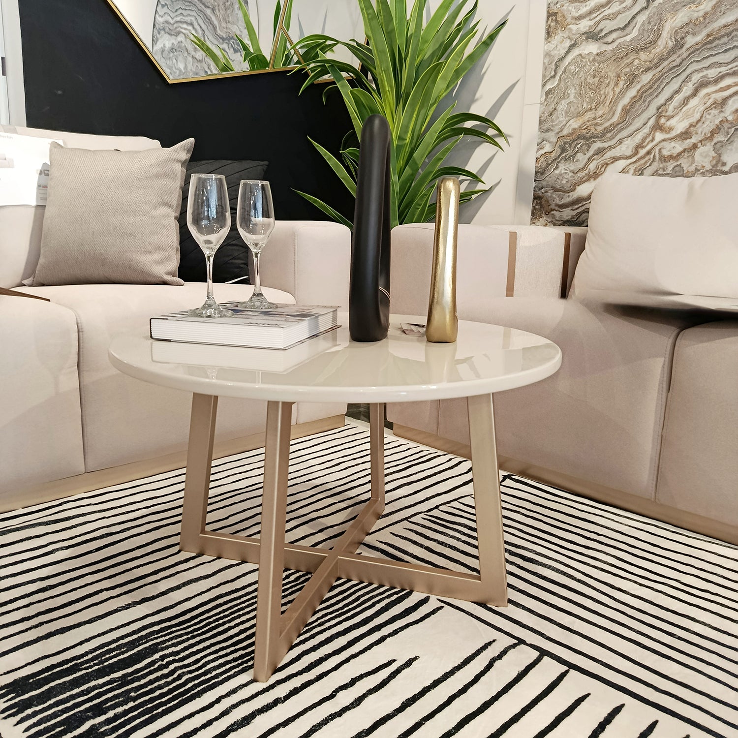 Mesa De Centro Jansen Champaña, Taupe Brillante