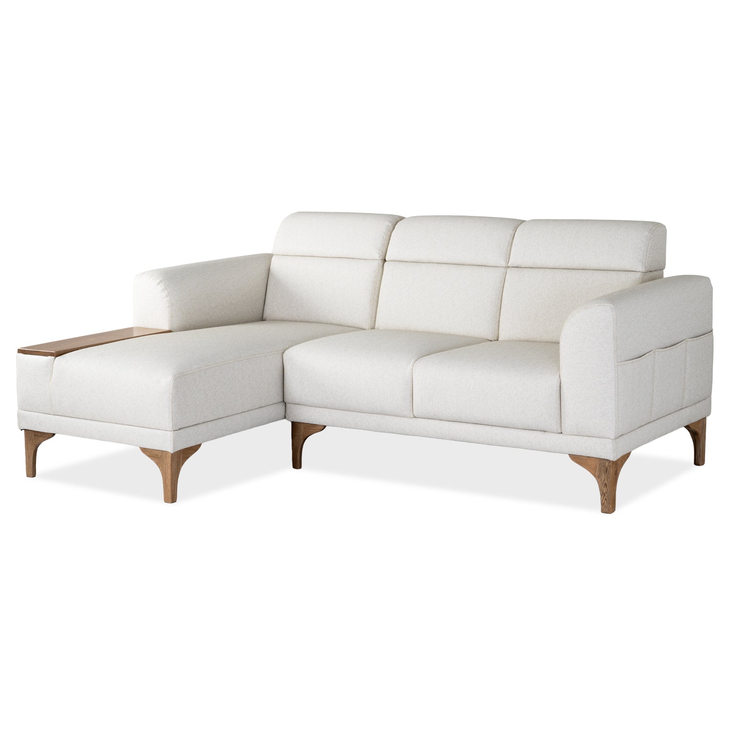 Sofá en L Carla Eurolino Vitore Blanco, Natural Lado Izquierdo