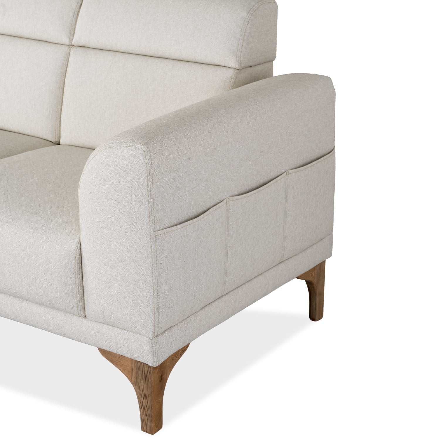 Sofá en L Carla Eurolino Vitore Blanco, Natural Lado Izquierdo