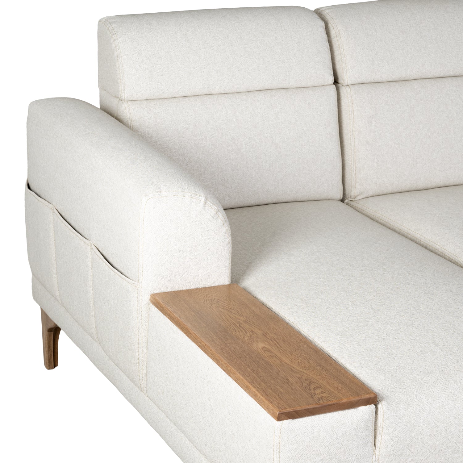 Sofá en L Carla Eurolino Vitore Blanco, Natural Lado Izquierdo