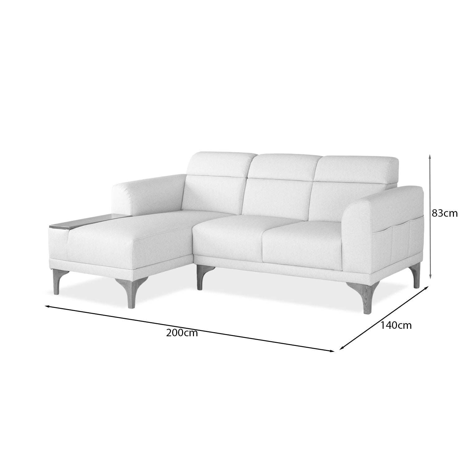 Sofá en L Carla Eurolino Vitore Blanco, Natural Lado Izquierdo
