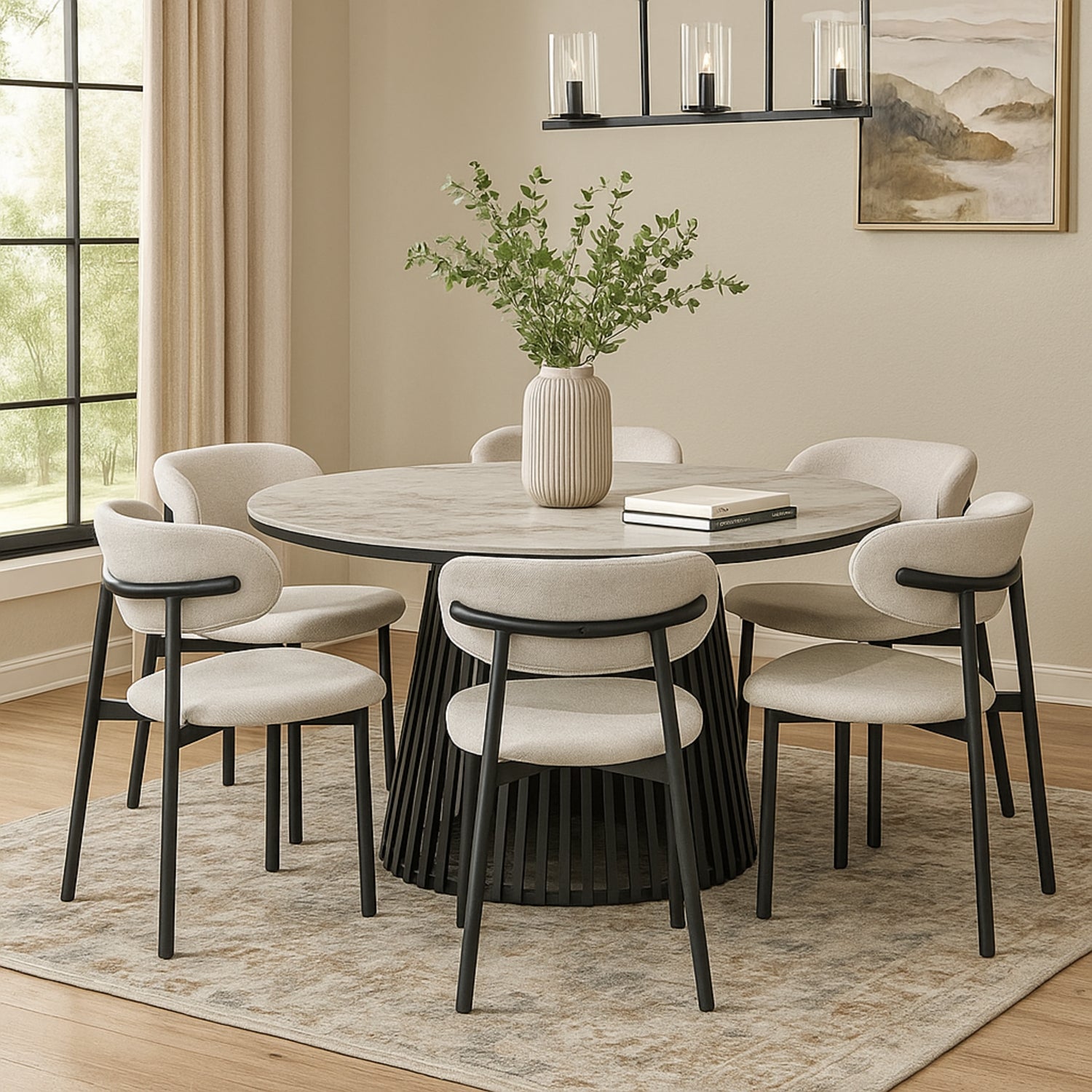 Comedor 6 Puestos Donato Beige, Negro