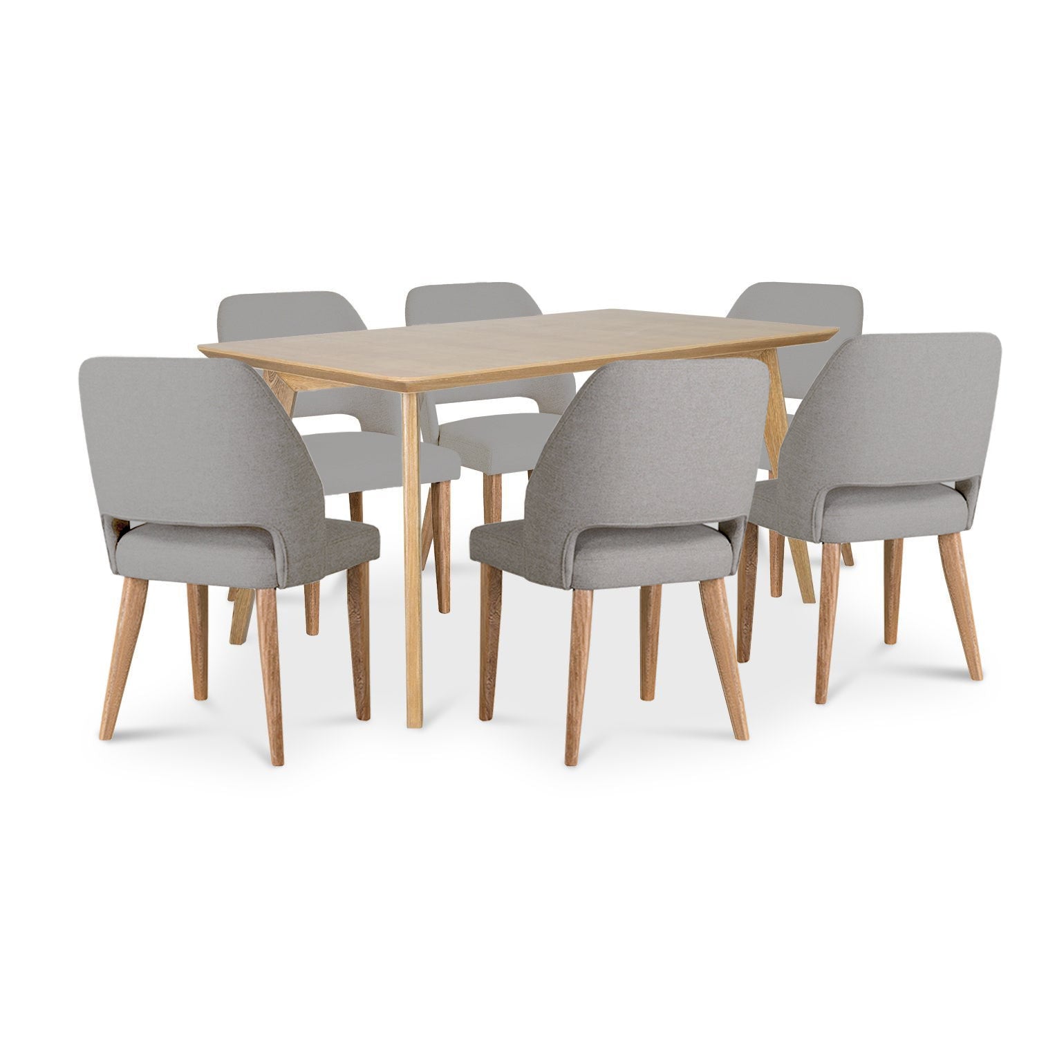 Comedor 6 Puestos Camille Microfibra Icono Taupe, Natural
