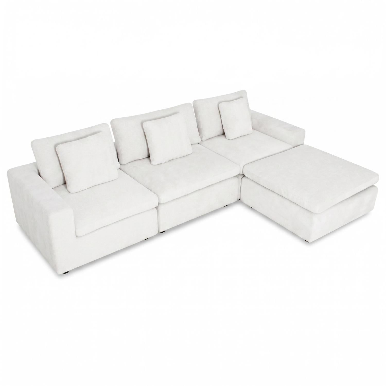 Juego De Sala Creta Chenille Touch Almendra 3 Mts