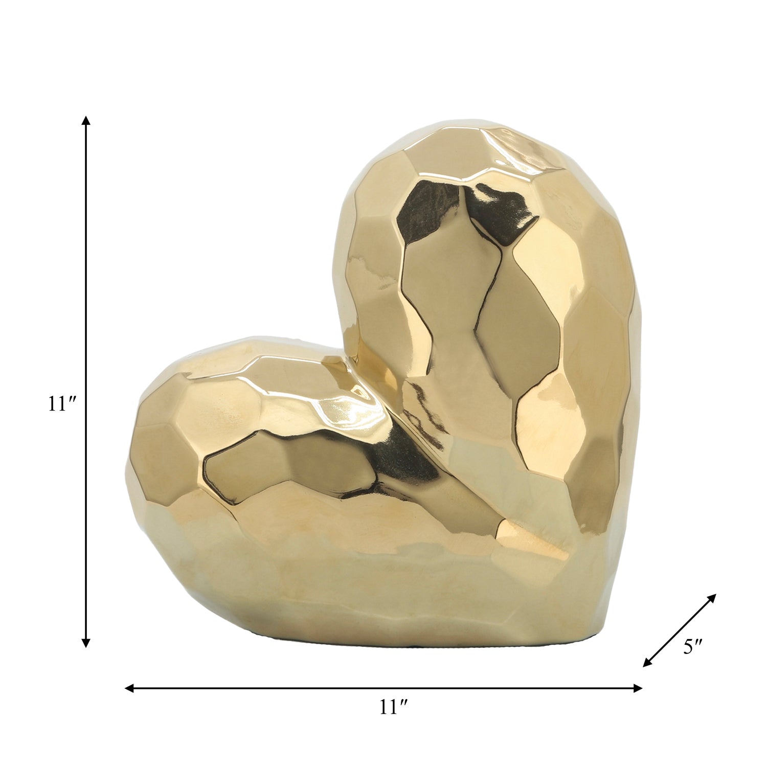 Figura 27X27X12 Dorado Corazon Lv25