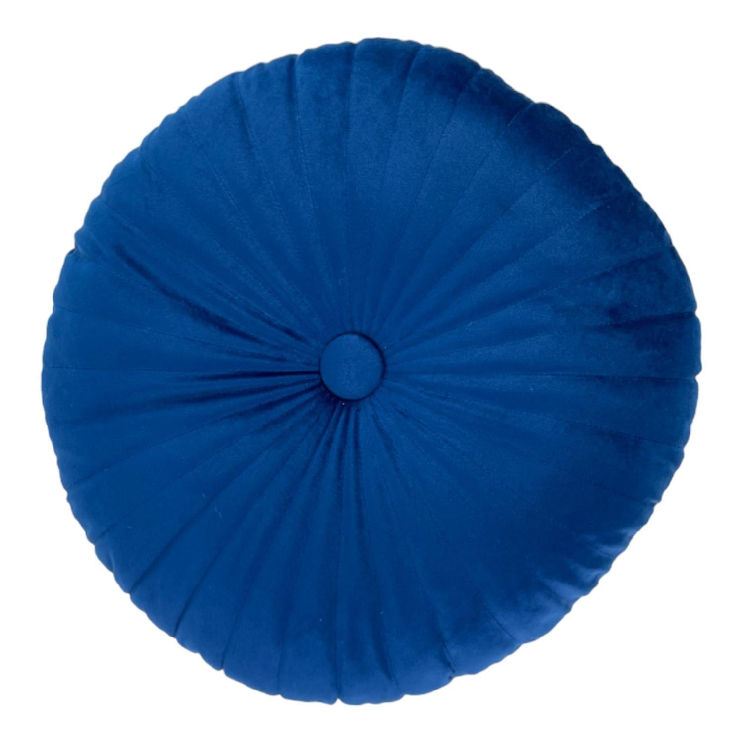 Cojin 40X40X3 Redondo Boton Azul F243