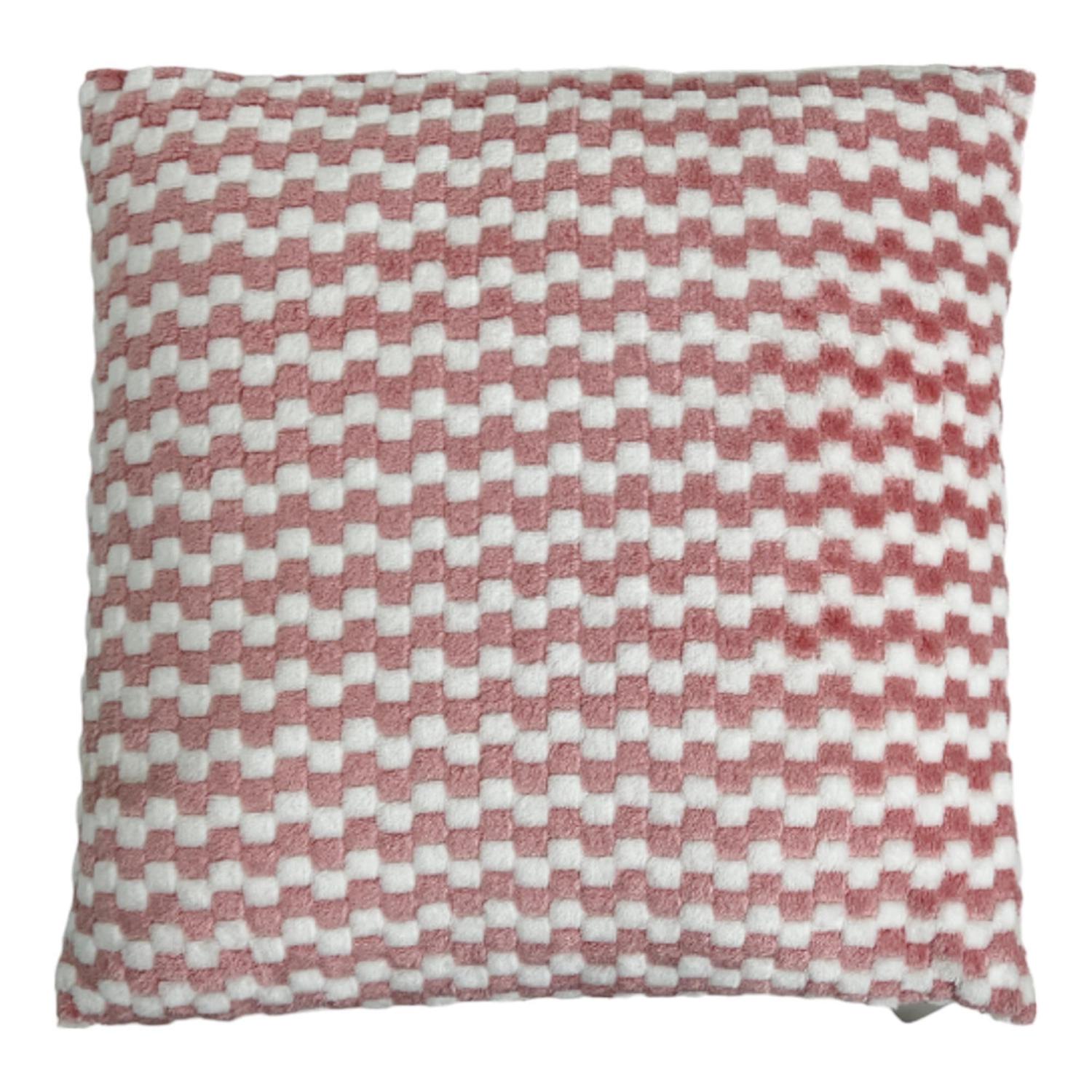 Cojin 45X45 Cuadros Rosa Blanco F243