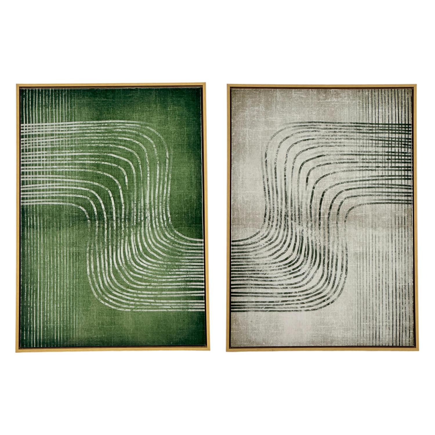 Cuadro 50X3.5X70 Verde Blanc Ondas Setx2 F243