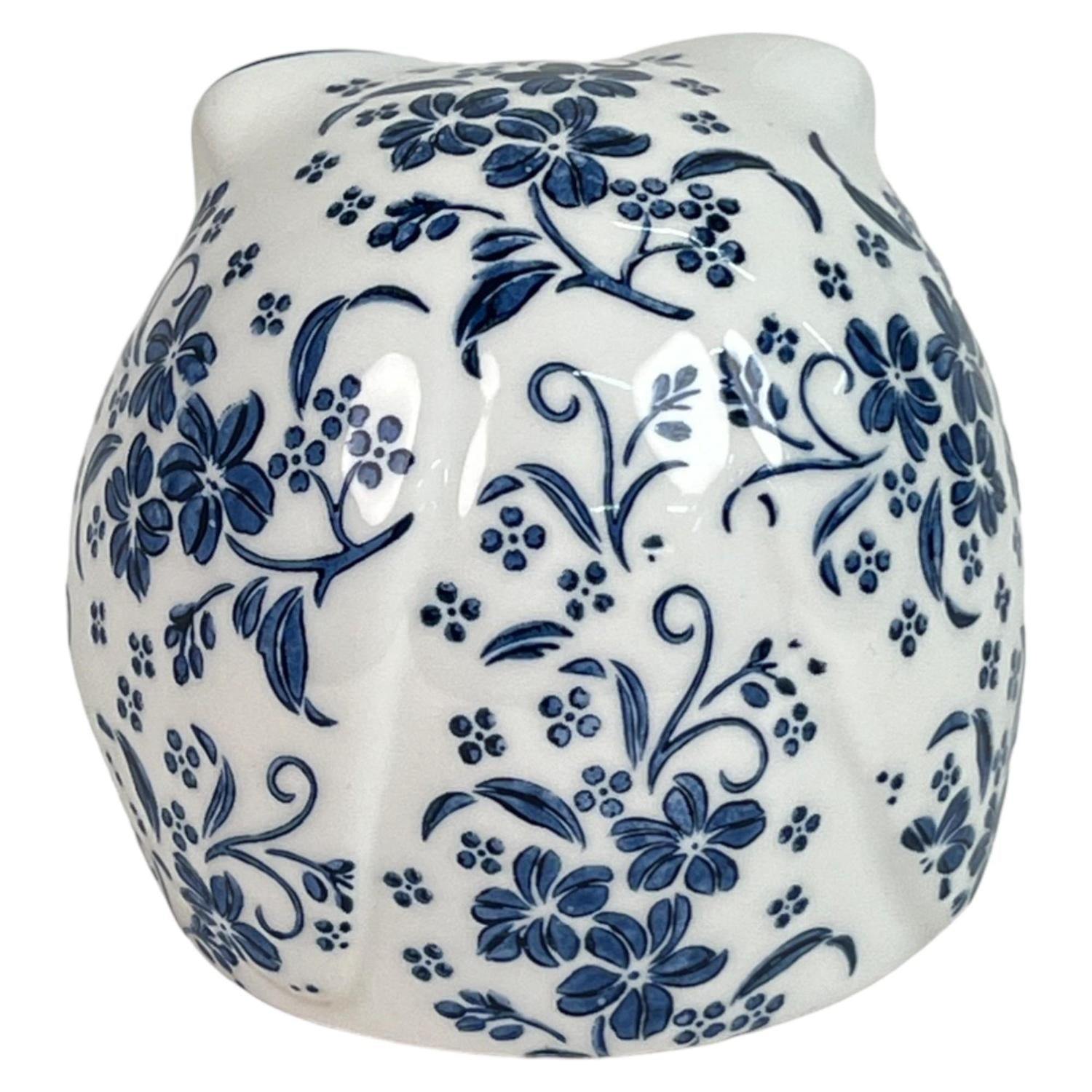 Figura 12X12X11 Blanc Azul Buho Flor Peq F243