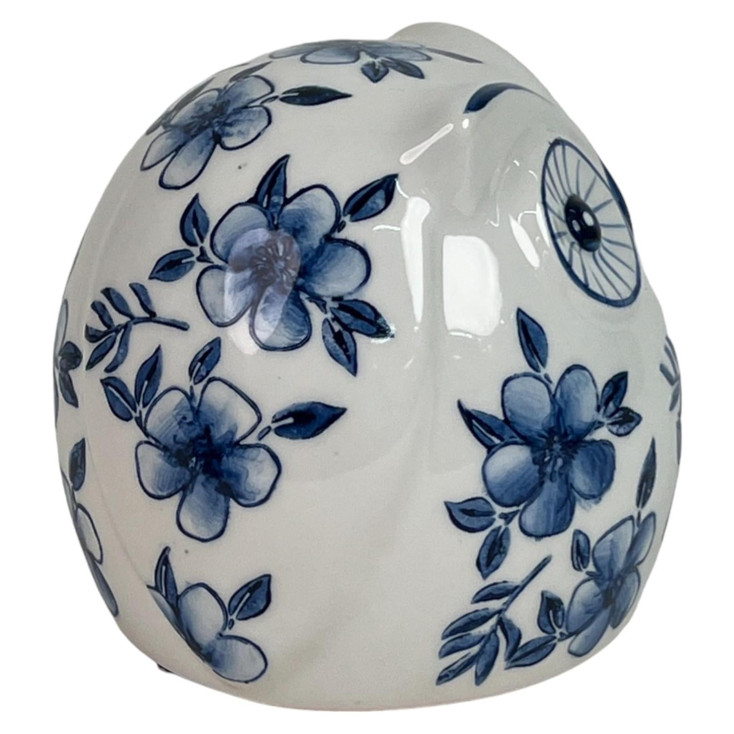 Figura 12X12X11 Blanc Azul Buho Flor Gr F243