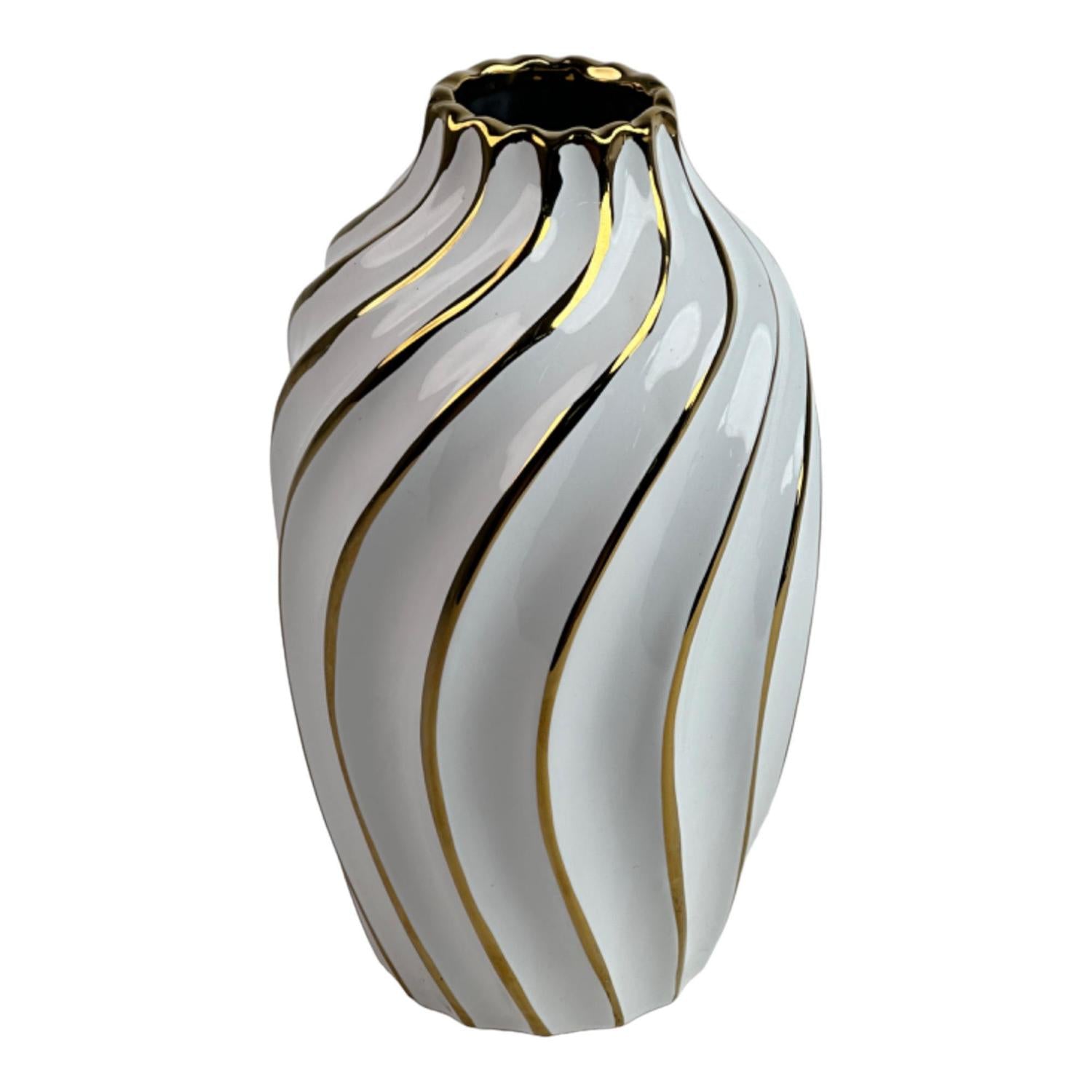 Jarron  14X14X24.5 Ceramico Blanco F243