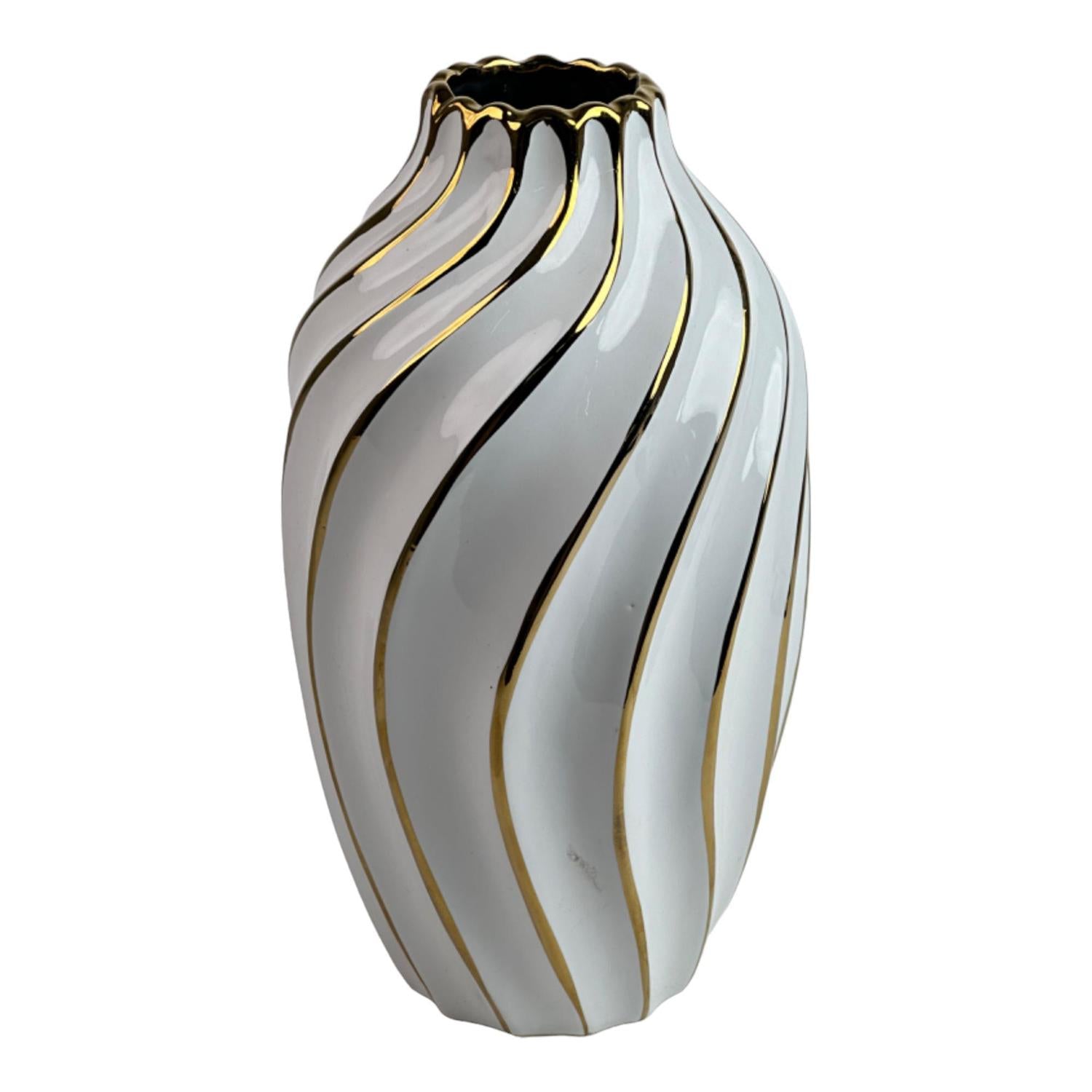 Jarron  17X17X30.5 Ceramico Blanco F243