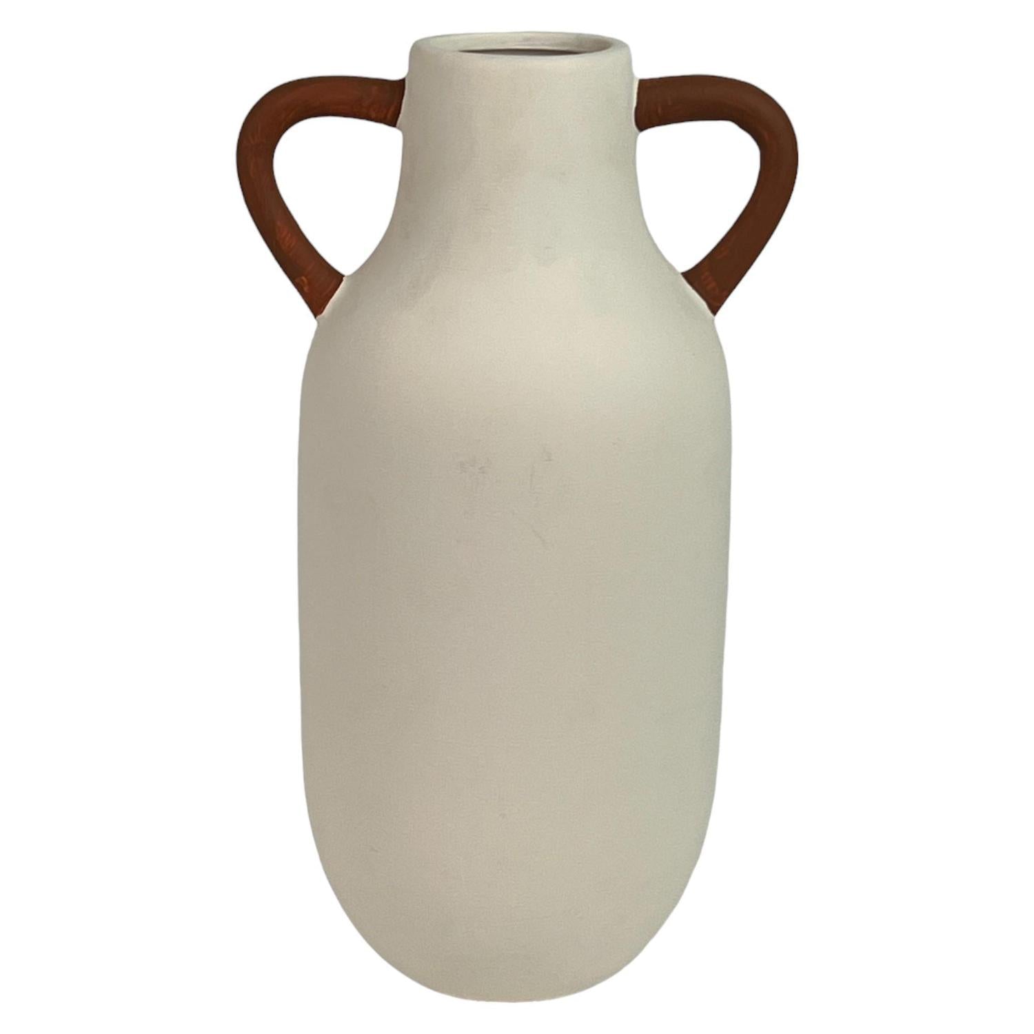 Jarron 19.5X15X32.5 Blanc Oreja Café F243