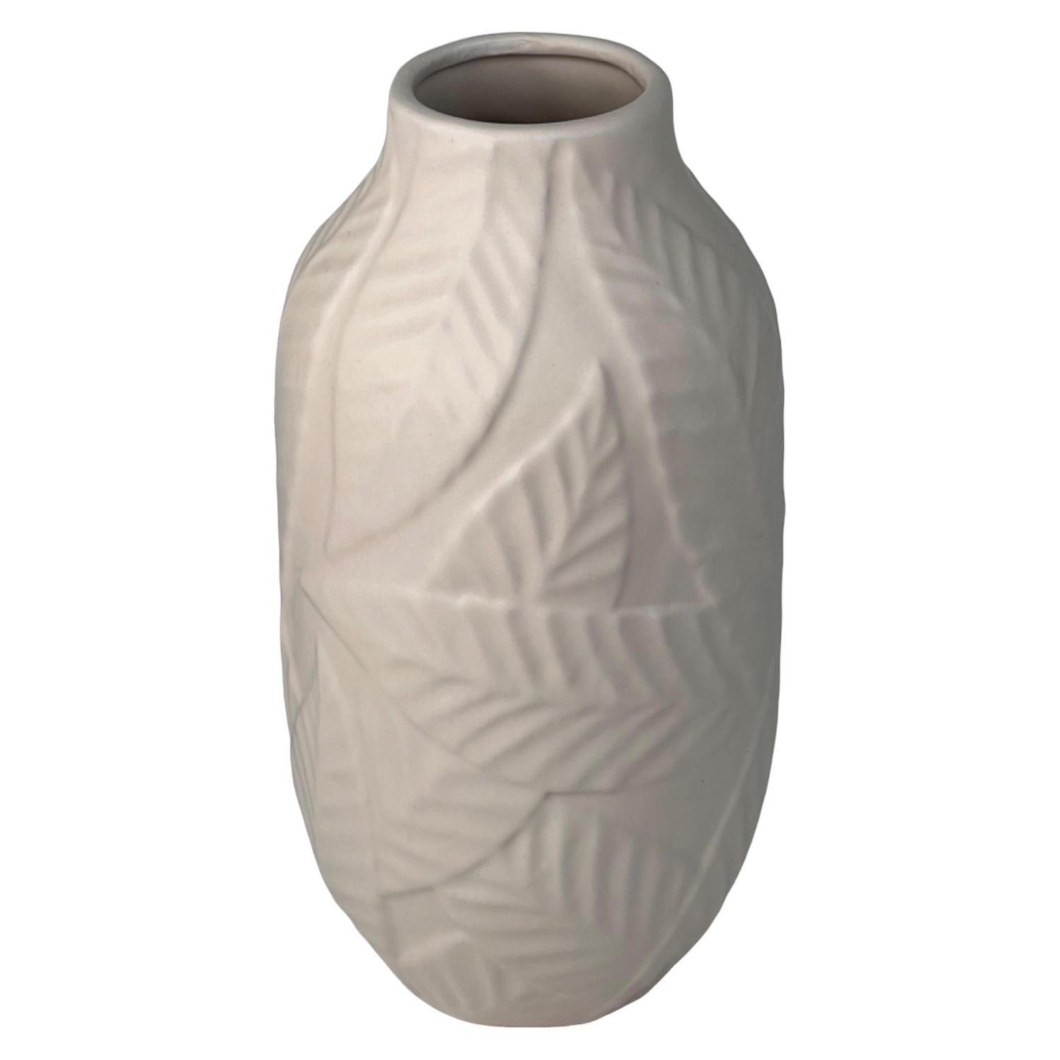 Jarron 14.5X28.5 Crema Tallado Hoja F243