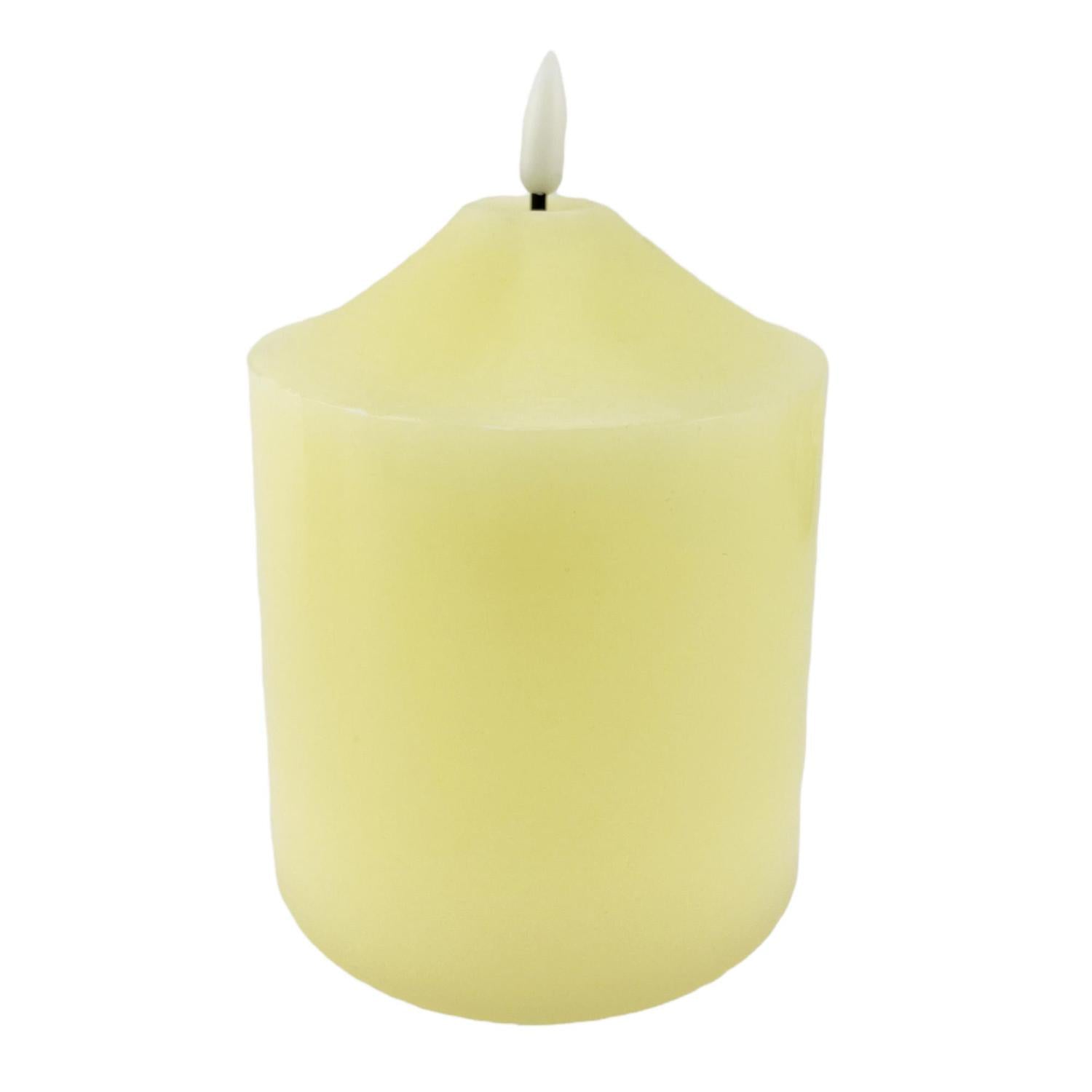 Vela 7.5X7.5X12 Blanco Hueso Luz Decor F243
