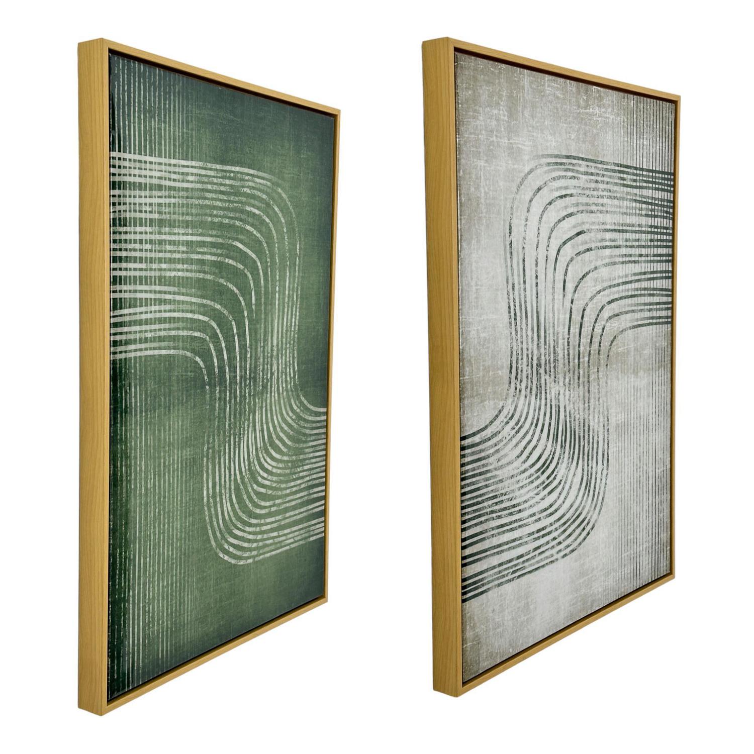 Cuadro 50X3.5X70 Verde Blanc Ondas Setx2 F243