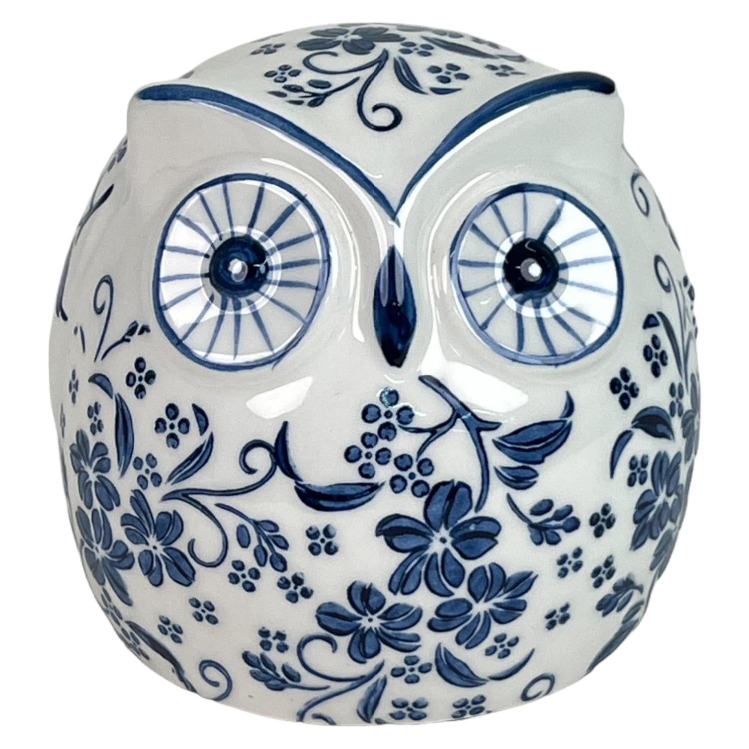 Figura 12X12X11 Blanc Azul Buho Flor Peq F243