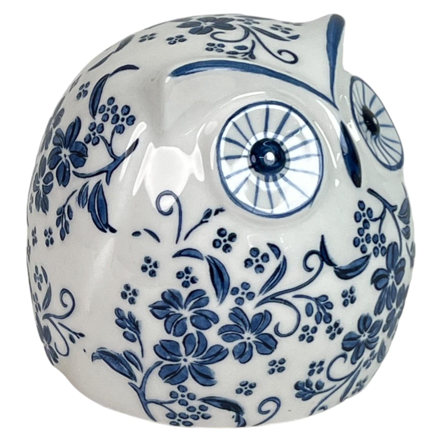 Figura 12X12X11 Blanc Azul Buho Flor Peq F243