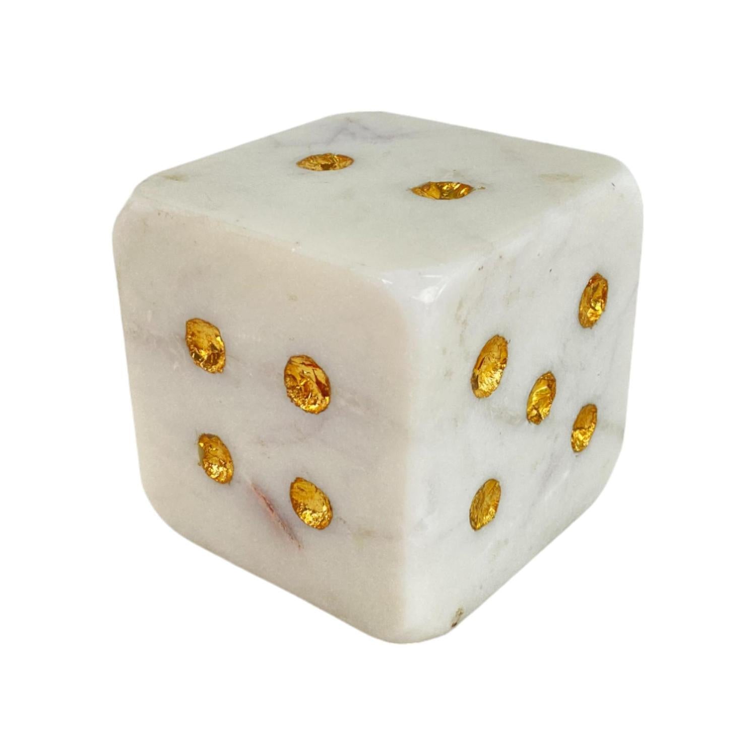 Figura 3X3X3In Dado Blanco Dorado F243