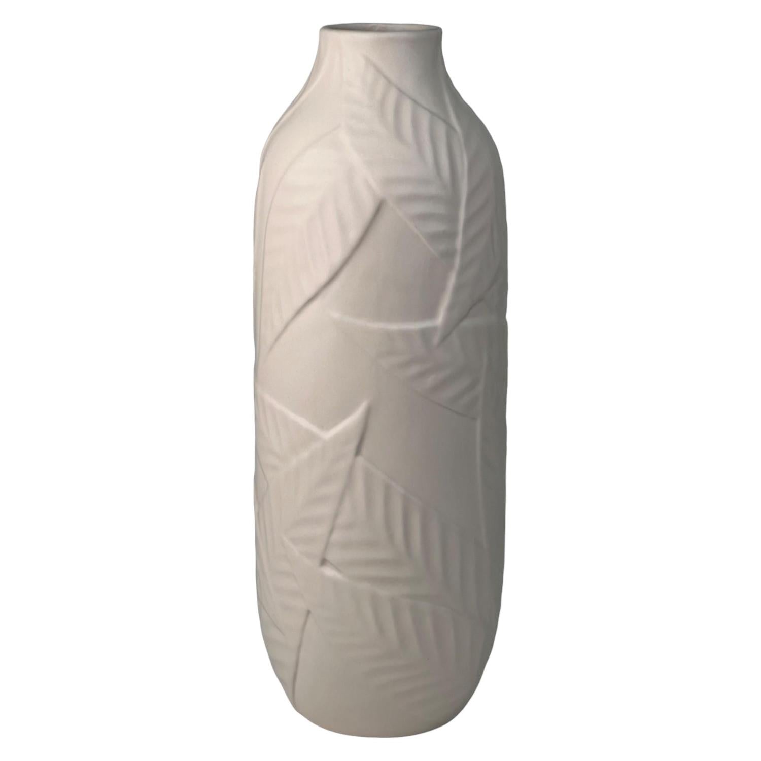 Jarron 13.7X37.8 Crema Tallado Hoja F243