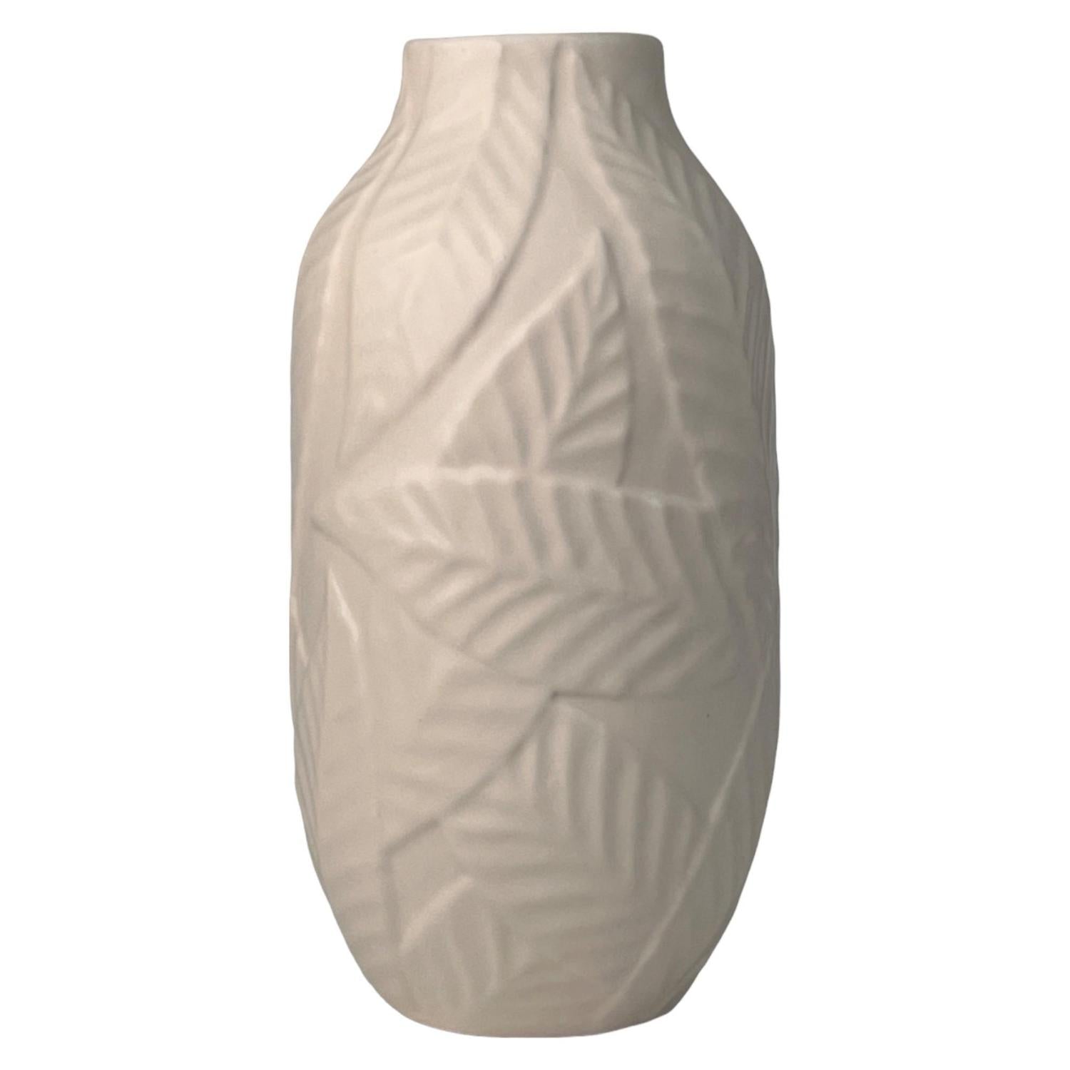 Jarron 14.5X28.5 Crema Tallado Hoja F243