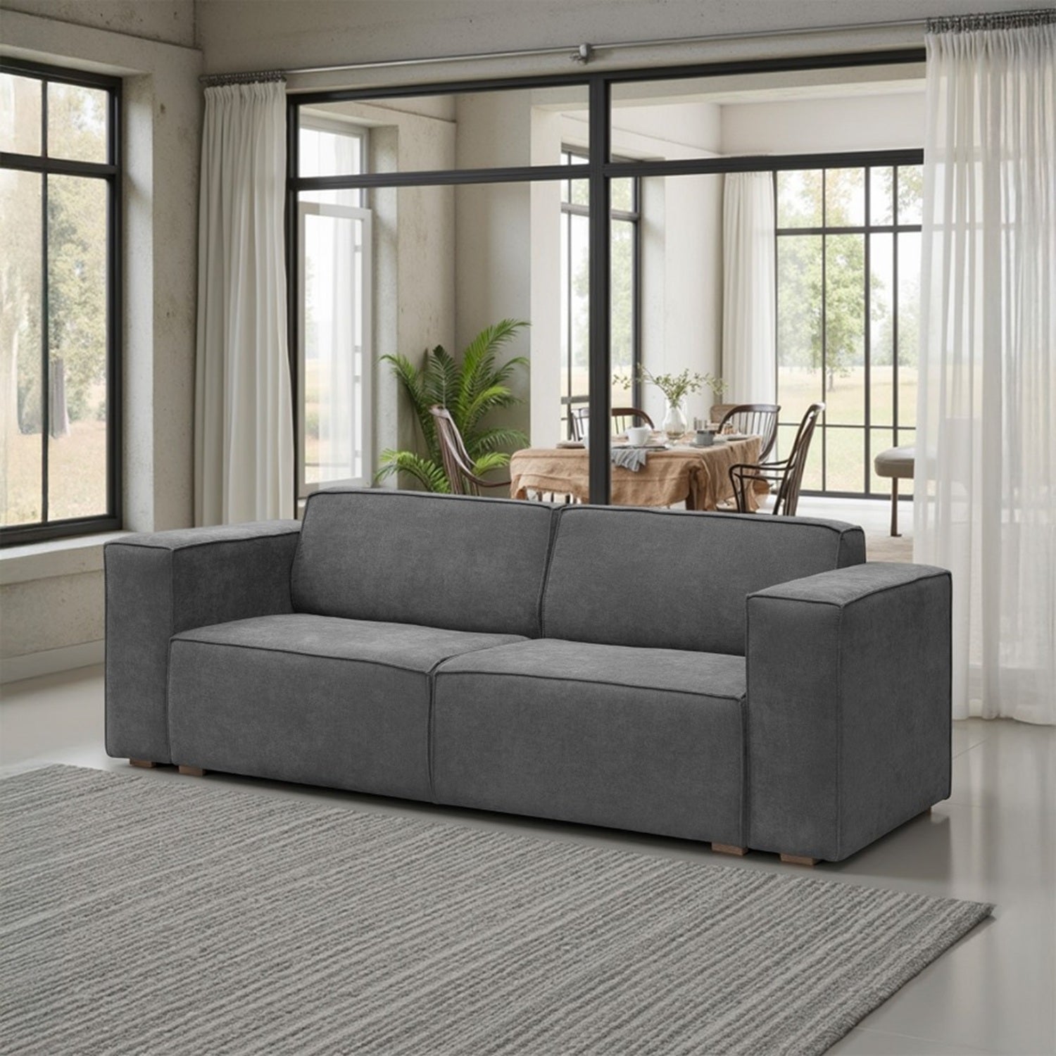 Sofá Cama Cox Microfibra Kaazan Plomo, Natural