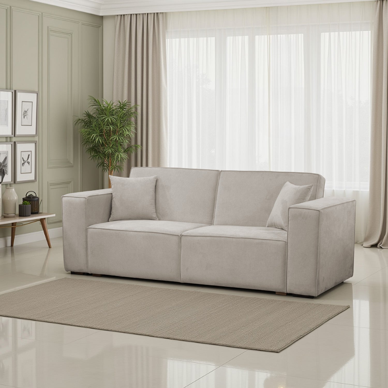 Sofá Cama Cox Chenille Impetu Beige, Natural