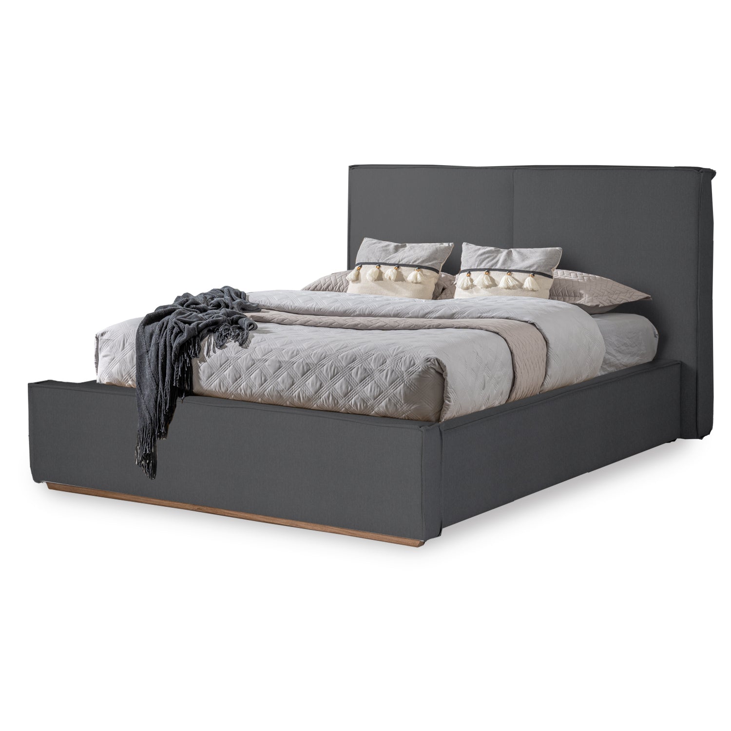 Cama Queen Tanner Microfibra Gris