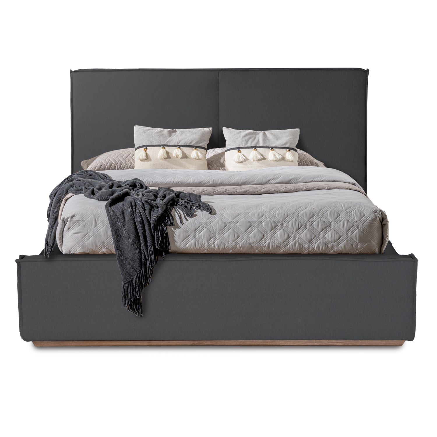 Cama Queen Tanner Microfibra Gris