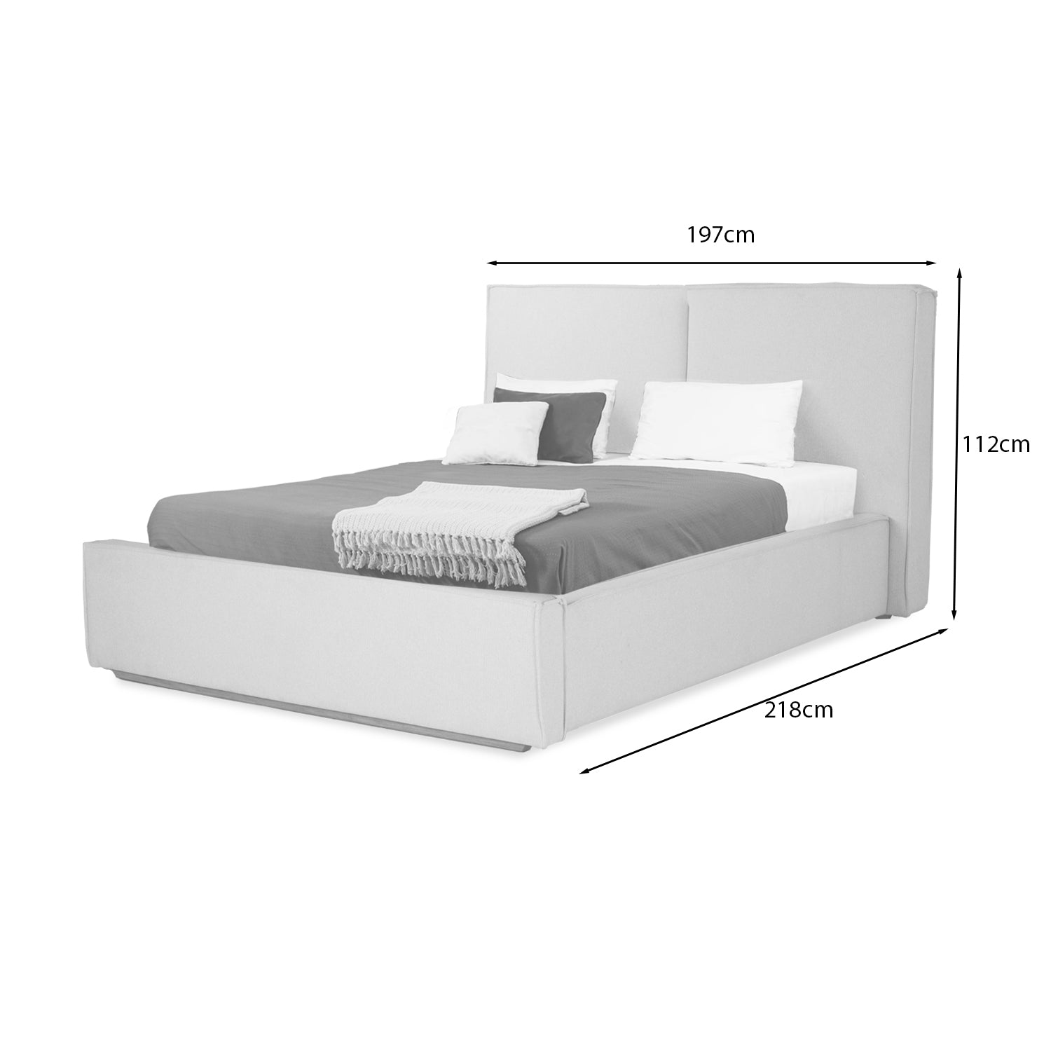 Cama Queen Tanner Microfibra Gris