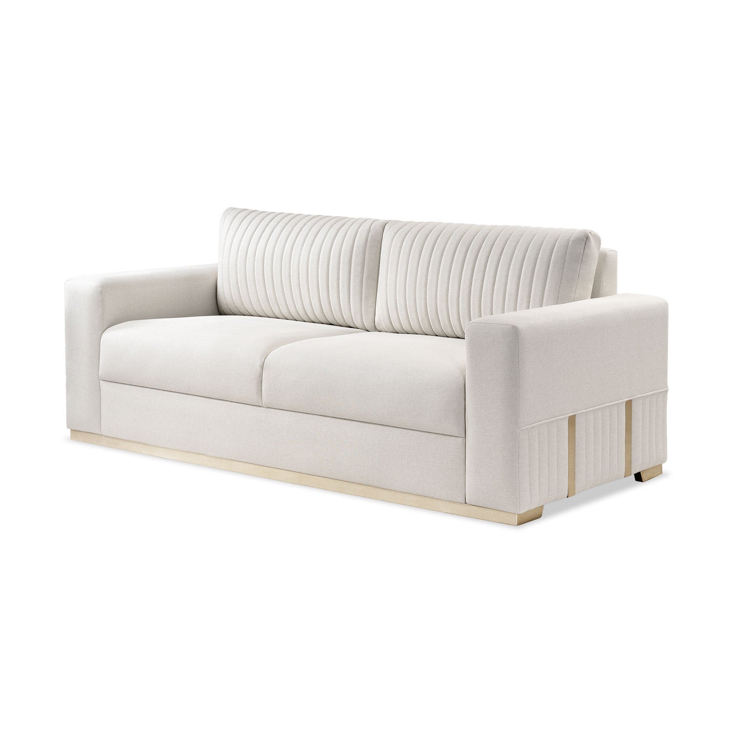 Sofá 2 Puestos Napoli Eurolino Blanco Puro, Champaña