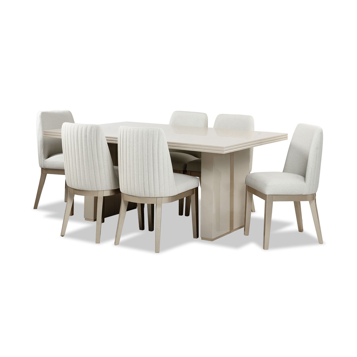 Comedor 6 Puestos Marcus Eurolino Blanco Puro, Champaña