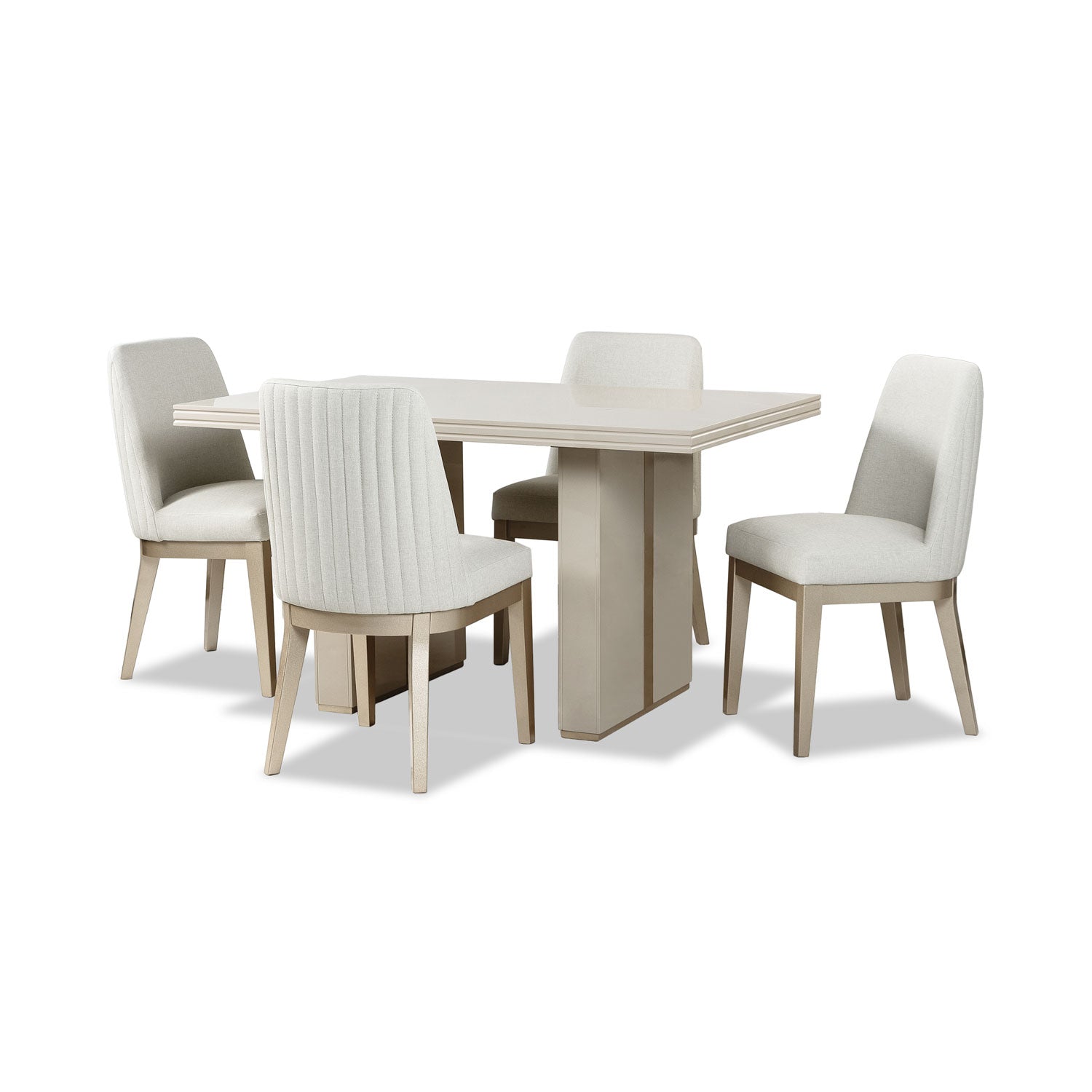 Comedor 4 Puestos Marcus Eurolino Blanco Puro, Champaña