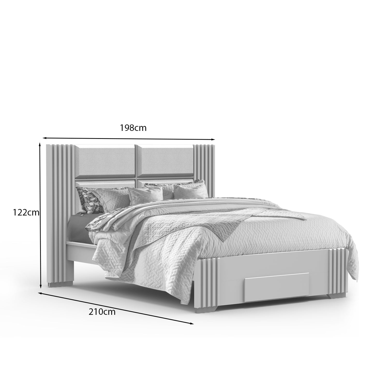 Cama Queen Texas Eurolino Beige, Off White y Champaña
