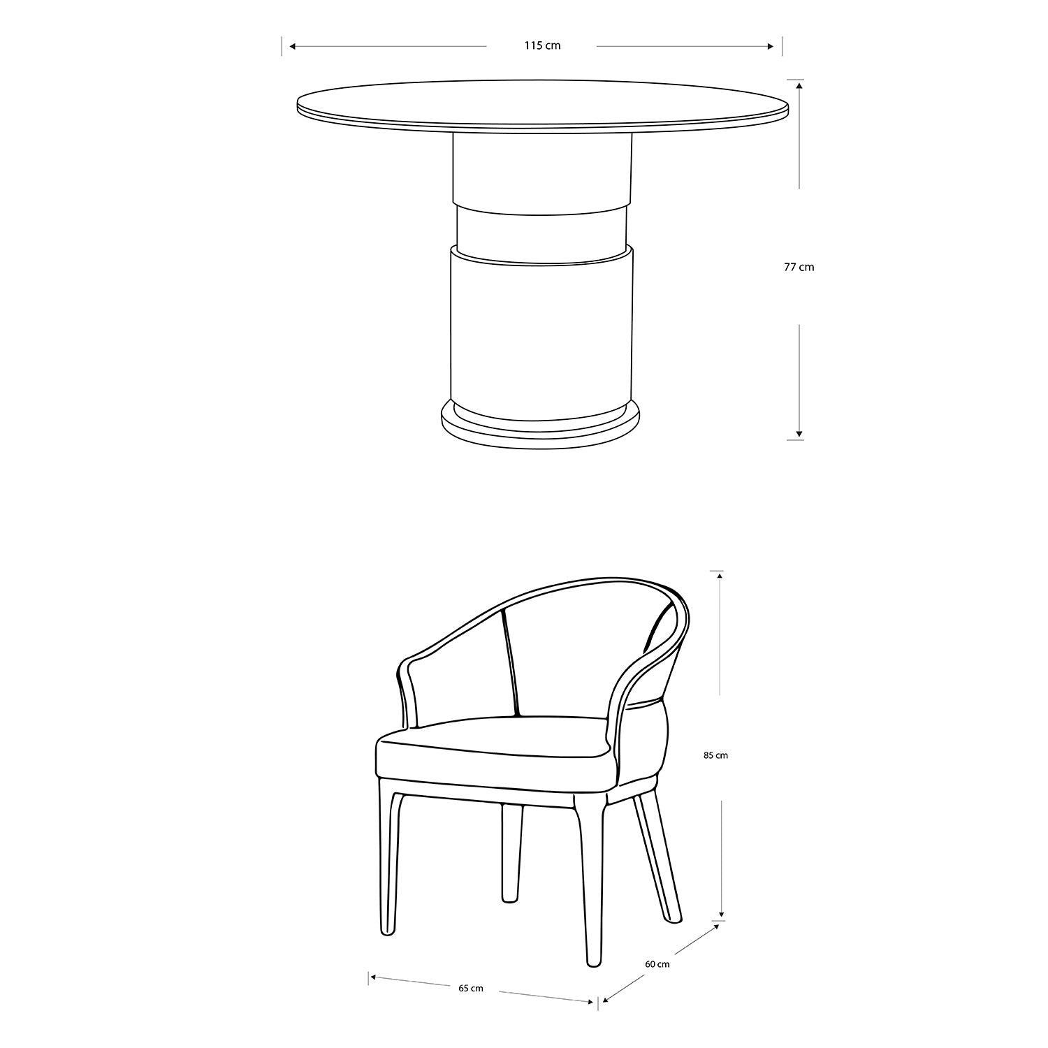 Comedor 4 Puestos Toscana Velvet Siena Marfil, Arena, Champaña y Off White