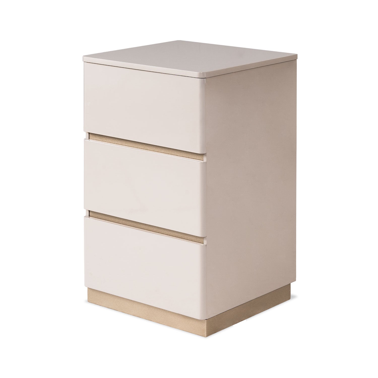 Mesa de Noche Harrison Greige, Champaña 3 Gavetas 38 cm