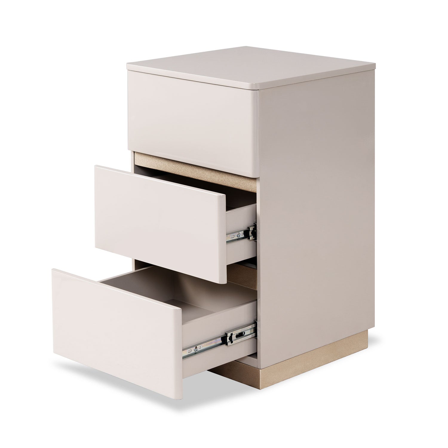 Mesa de Noche Harrison Greige, Champaña 3 Gavetas 38 cm