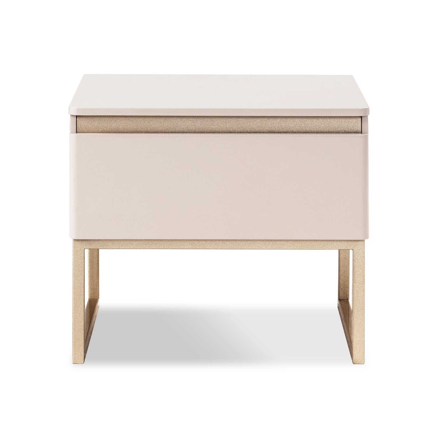 Mesa de Noche Harrison Greige, Champaña 1 Gaveta Base Metálica