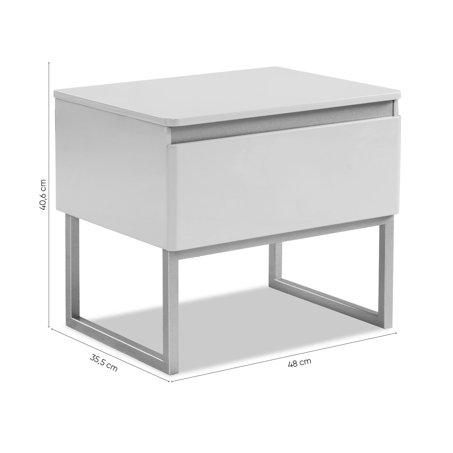 Mesa de Noche Harrison Greige, Champaña 1 Gaveta Base Metálica