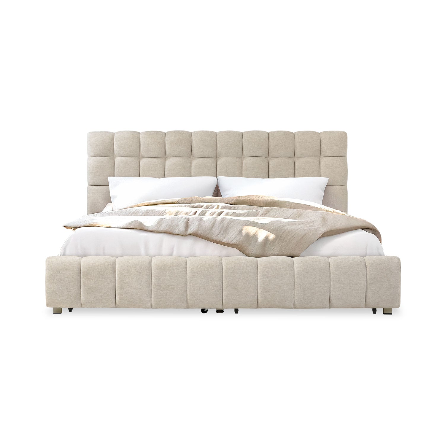 Cama King Oklam Microfibra Touch Almendra
